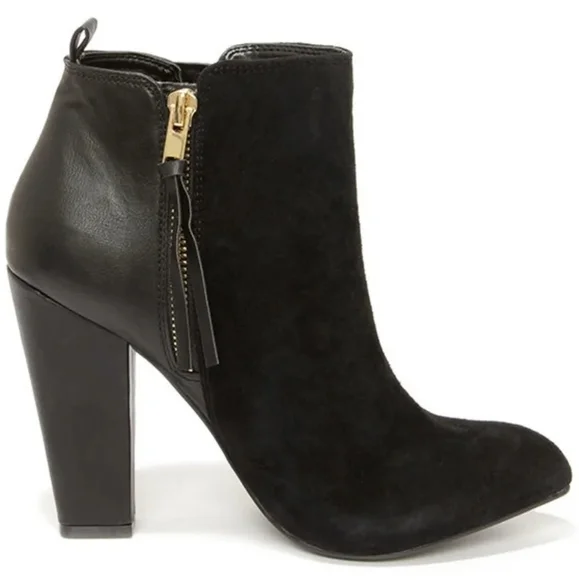 Steve Madden Jannyce Black Suede Leather Ankle Boots Size 8M - Picture 2 of 12
